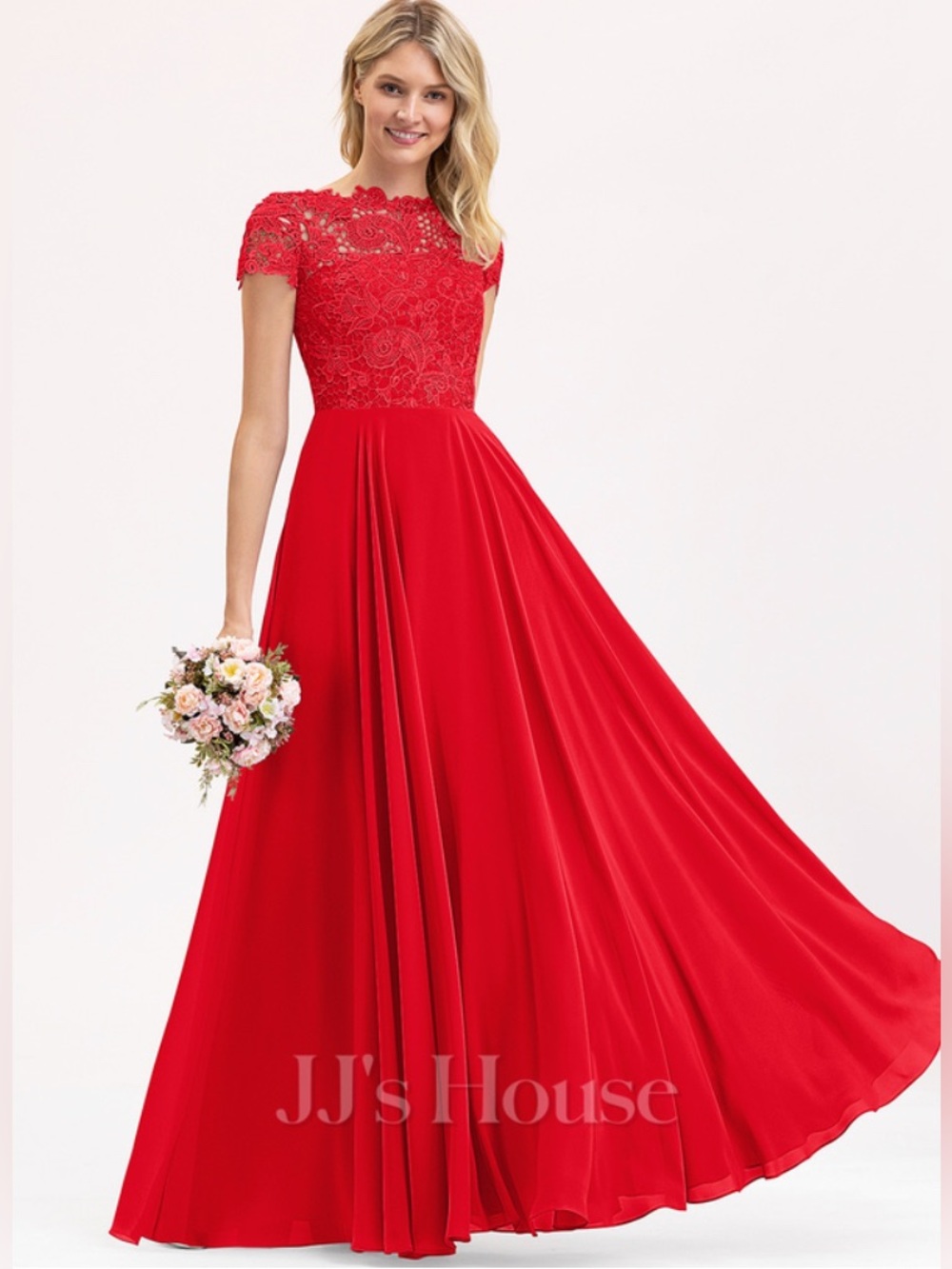 DEAL! 🔥JJ's House Formal Red Lace Evening Dress